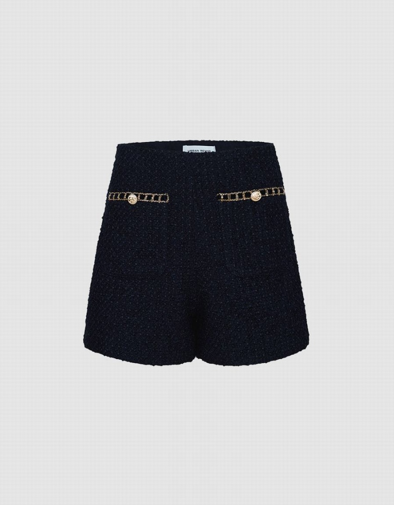 Short Urban Revivo Boucle Sequin Detail Femme Noir | DUR9026EO