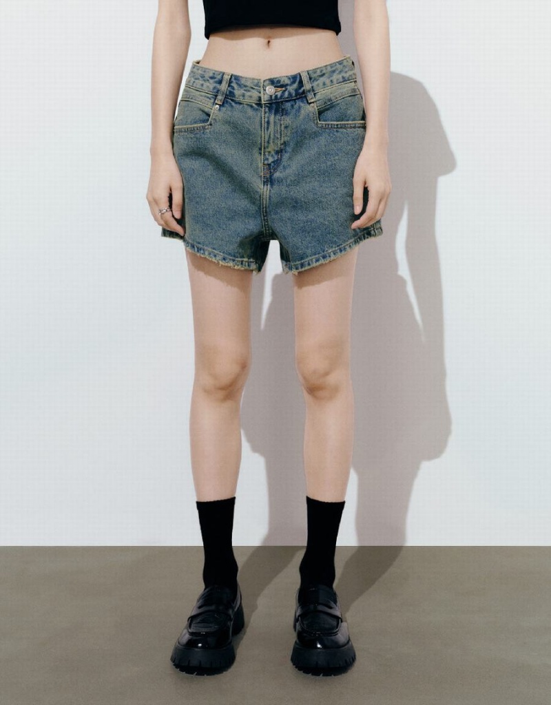 Short Urban Revivo Denim Femme Bleu | PHB5093IM