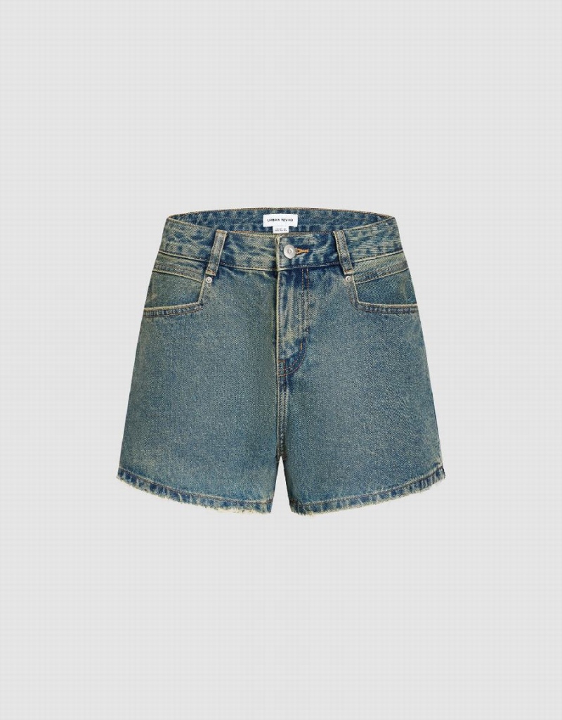 Short Urban Revivo Denim Femme Bleu | PHB5093IM