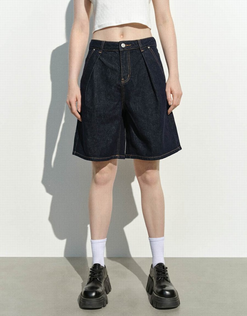 Short Urban Revivo Denim Femme Bleu | YGD6230JM