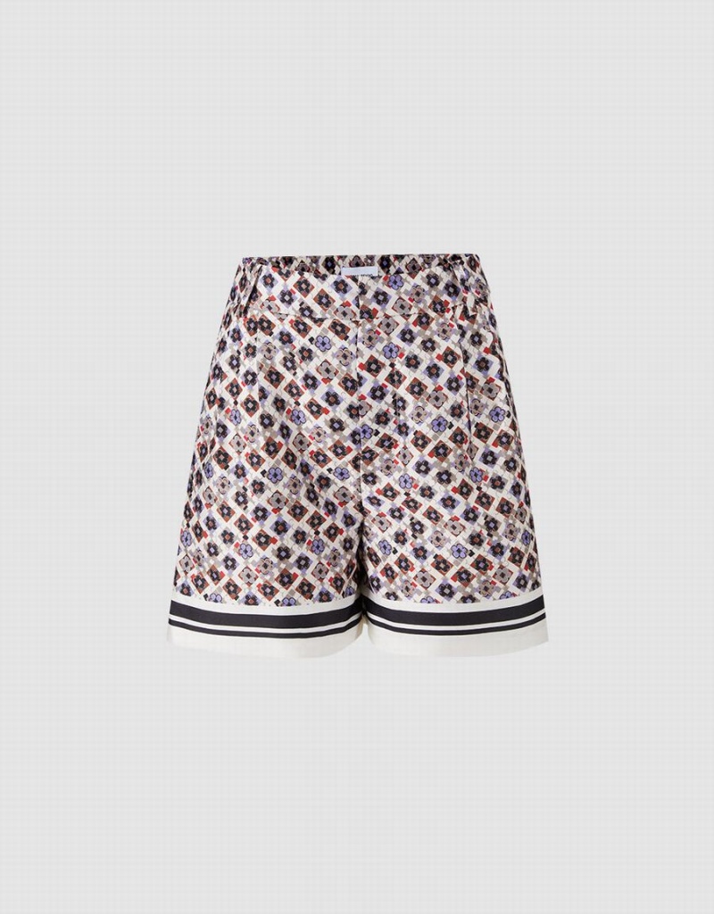 Short Urban Revivo Geometric Print Femme Blanche Multicolore | OKM4094VE