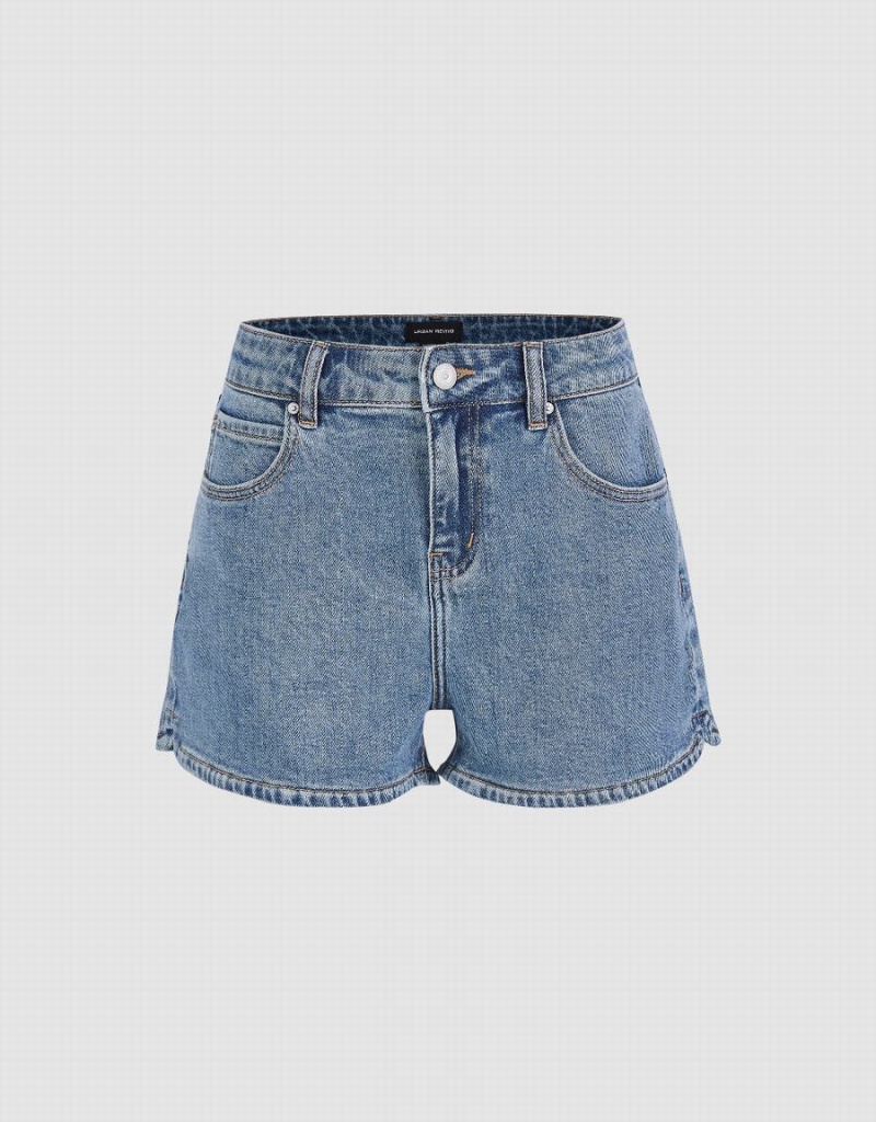 Short Urban Revivo Glamor Denim Femme Bleu | YHJ7566AO