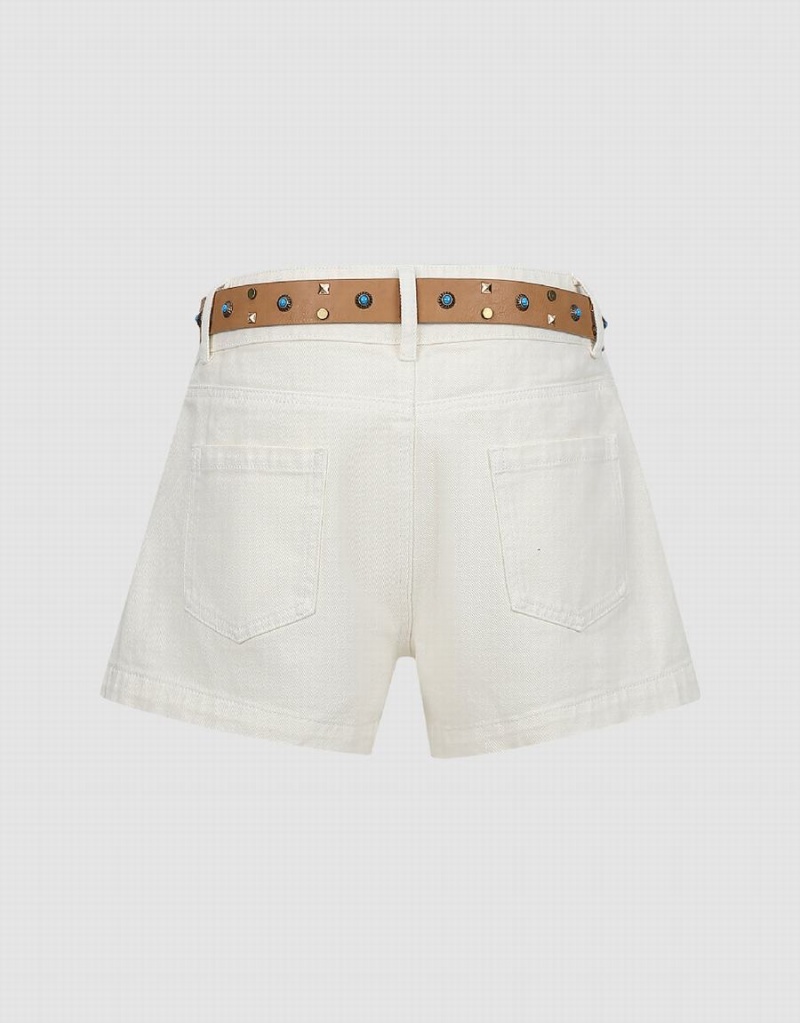 Short Urban Revivo Loose Denim Femme Blanche | QTQ4443JM