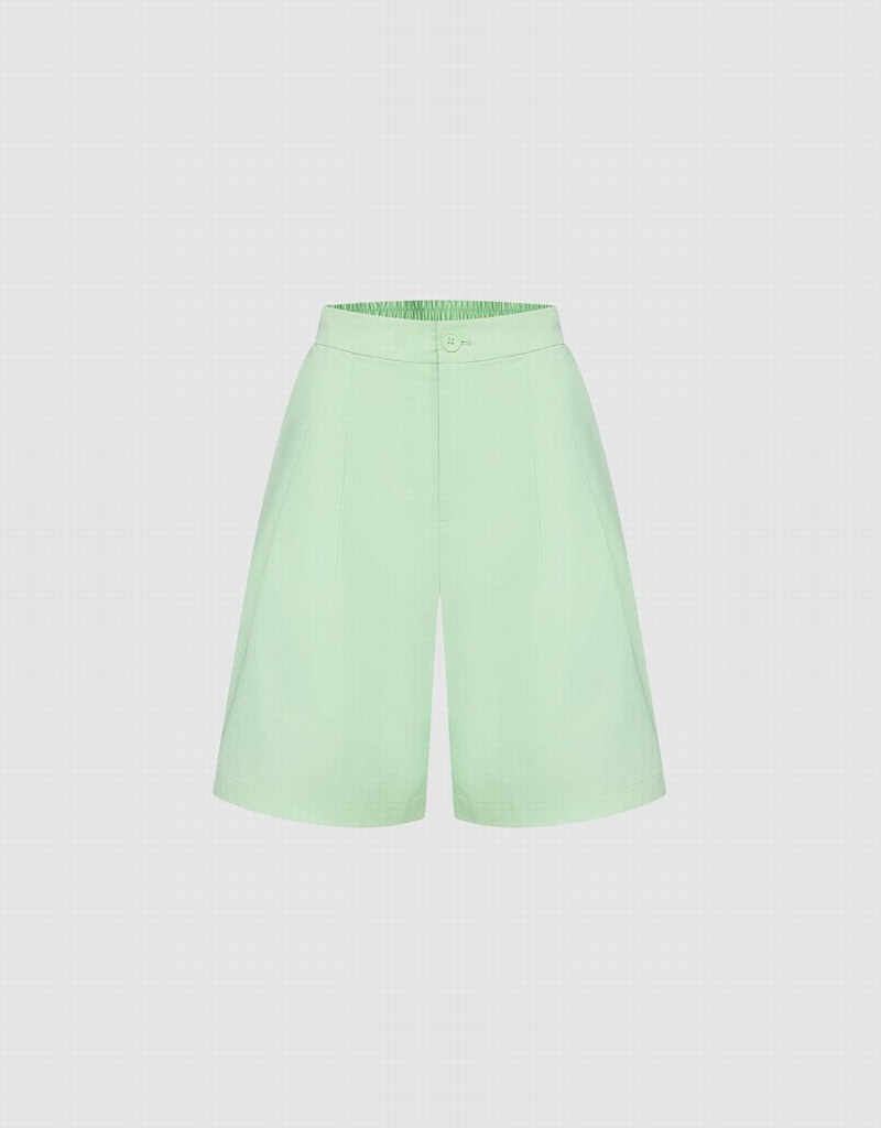 Short Urban Revivo Plain Plissé Femme Vert | MPK5379NT