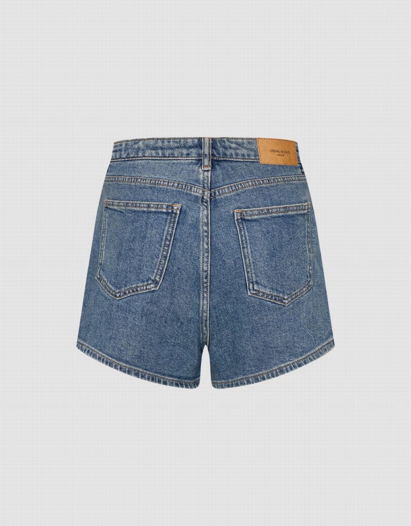 Short Urban Revivo Regular Denim Femme Bleu | IXS291RV