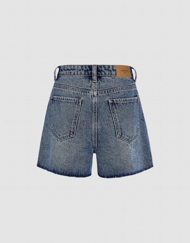 Short Urban Revivo Ripped Denim Femme Bleu | WHD8157CW