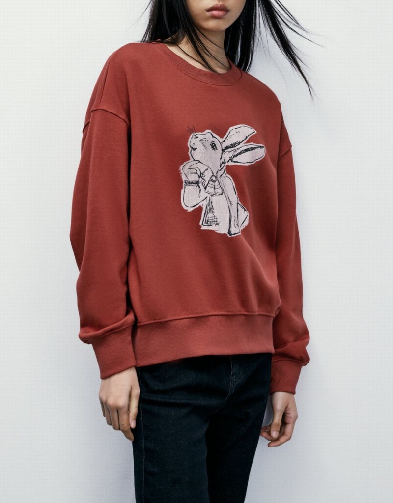 Sweats Urban Revivo Bunny Print Femme Rouge | STE6916YU