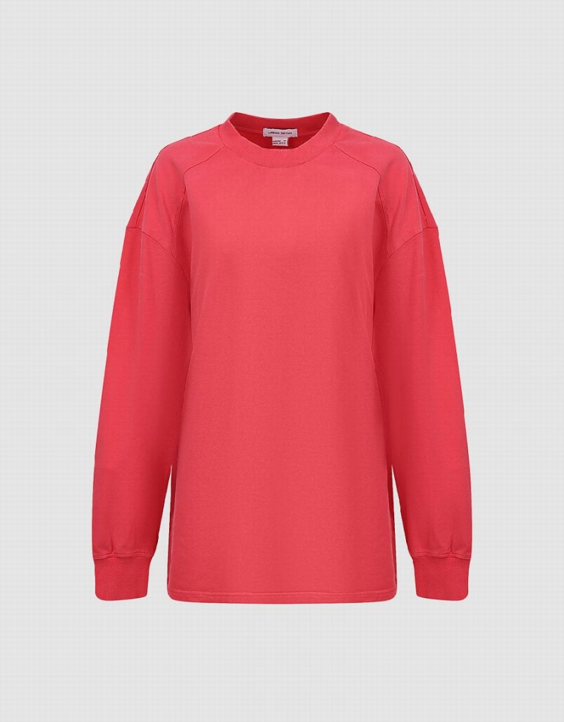 Sweats Urban Revivo Raglan Sleeve Crew Neck Loose Femme Rose | CVW6388OI