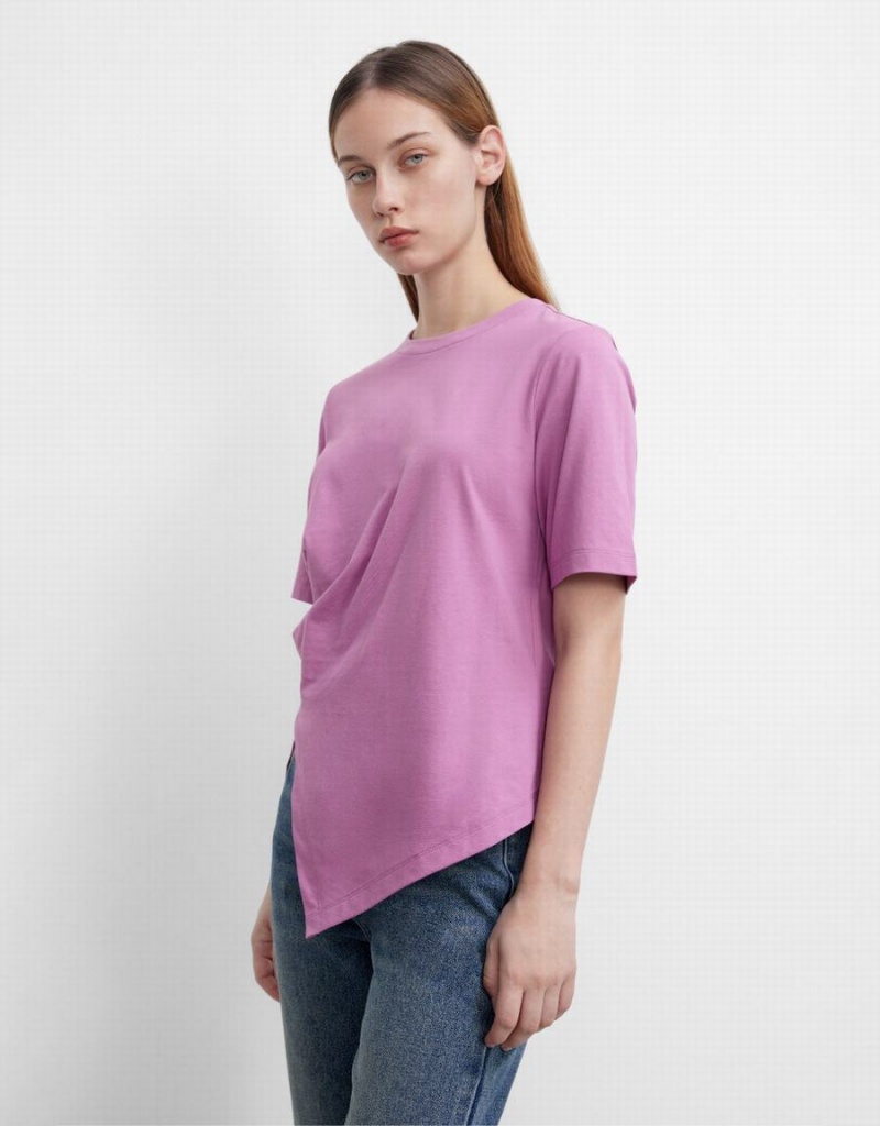 T Shirts Urban Revivo Asymmetric Crew Neck Regular Femme Violette | FWB7498LG