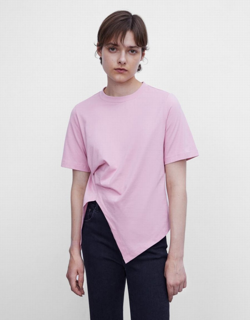 T Shirts Urban Revivo Asymmetrical Femme Rose | CLQ910CB