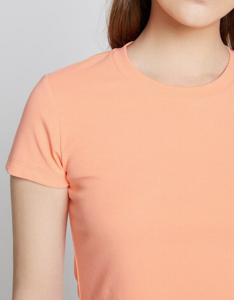 T Shirts Urban Revivo Basic Fitted Femme Orange Clair | GPL2292CJ