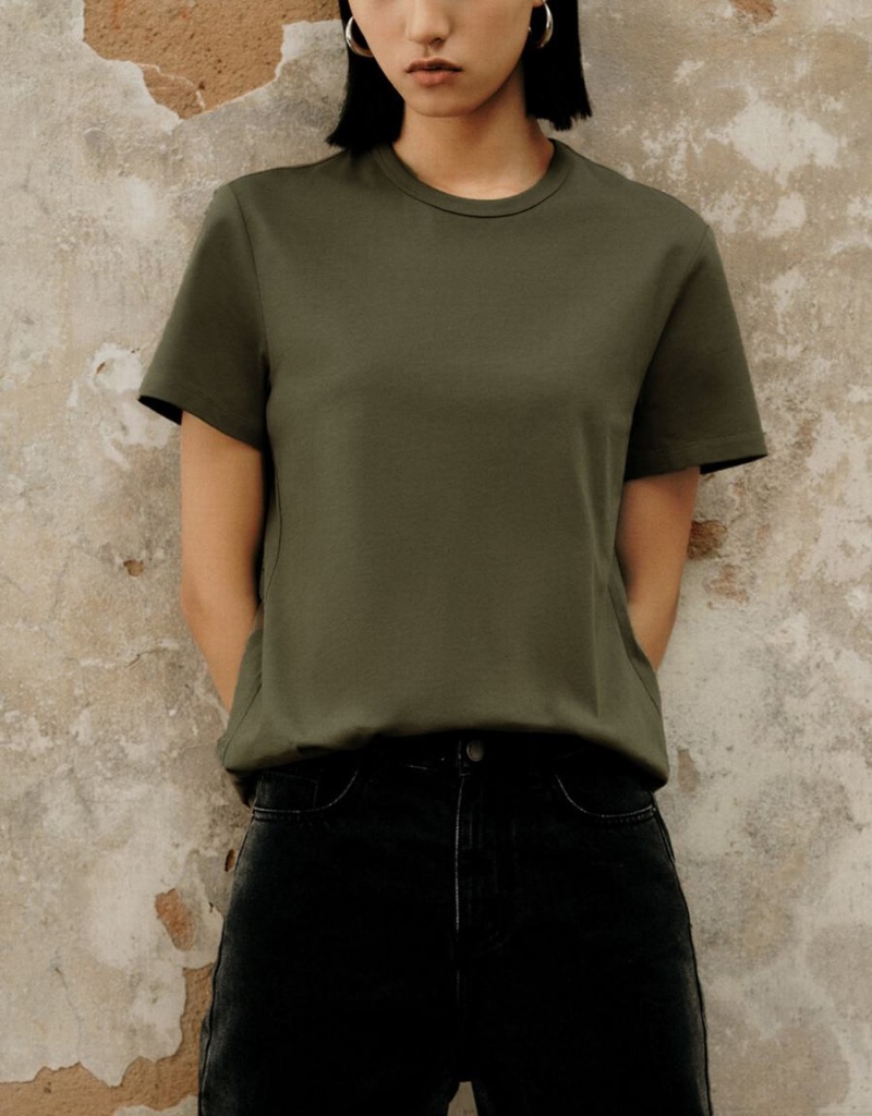 T Shirts Urban Revivo Basic Regular Femme Vert | LTE6530DW