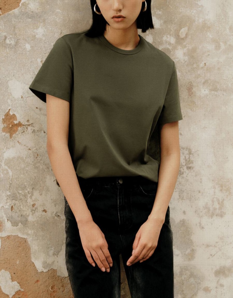 T Shirts Urban Revivo Basic Regular Femme Vert | LTE6530DW