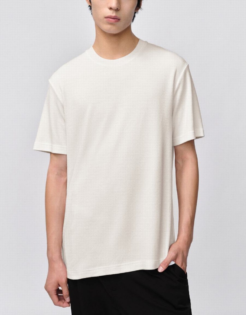 T Shirts Urban Revivo Crew Neck Droit Homme Blanche | MKC8213KB