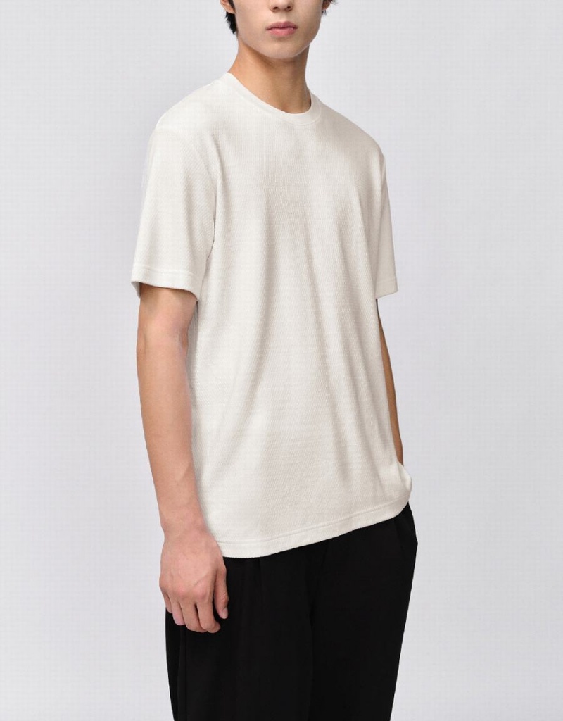 T Shirts Urban Revivo Crew Neck Droit Homme Blanche | MKC8213KB