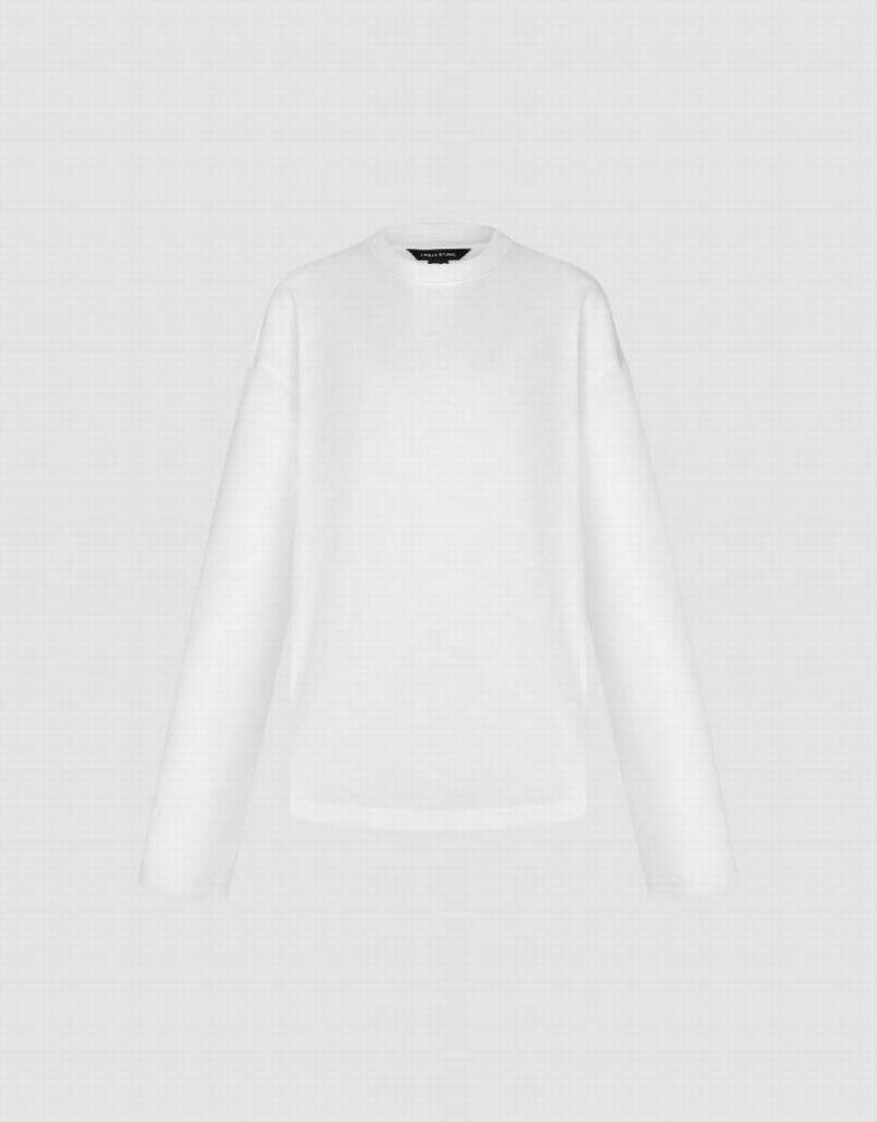 T Shirts Urban Revivo Crew Neck Tricoté Femme Blanche | AWS6123ZH