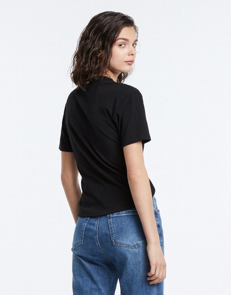 T Shirts Urban Revivo Cropped With Ring Detail Femme Noir | DEV7480RO