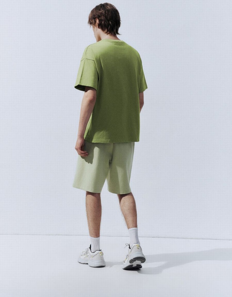 T Shirts Urban Revivo Drop Shoulder Sleeve Homme Vert | MYC8269FJ