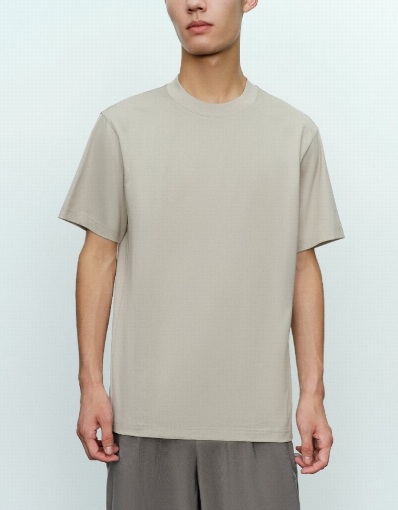 T Shirts Urban Revivo Drop Shoulder Sleeve Crew Neck Homme Grise | JKS517CG