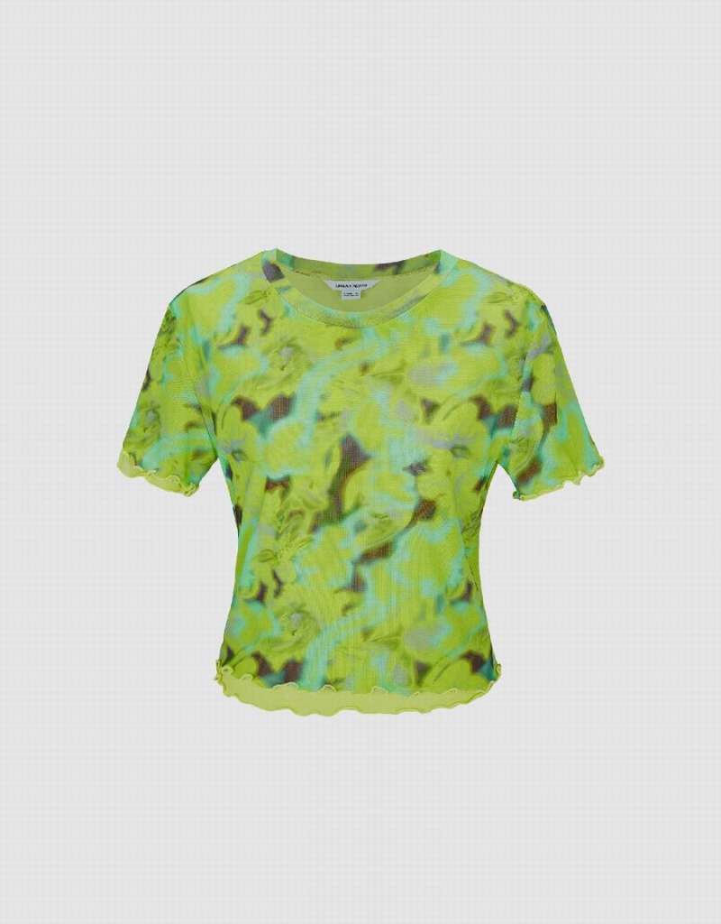 T Shirts Urban Revivo Mince Femme Vert | HDH5931TA