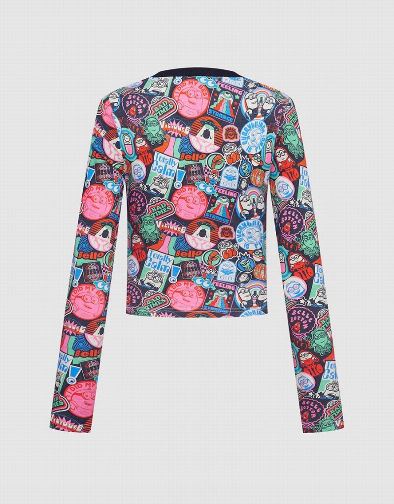 T Shirts Urban Revivo Minions Long Sleeve Print Femme Grise | MNR7380UA