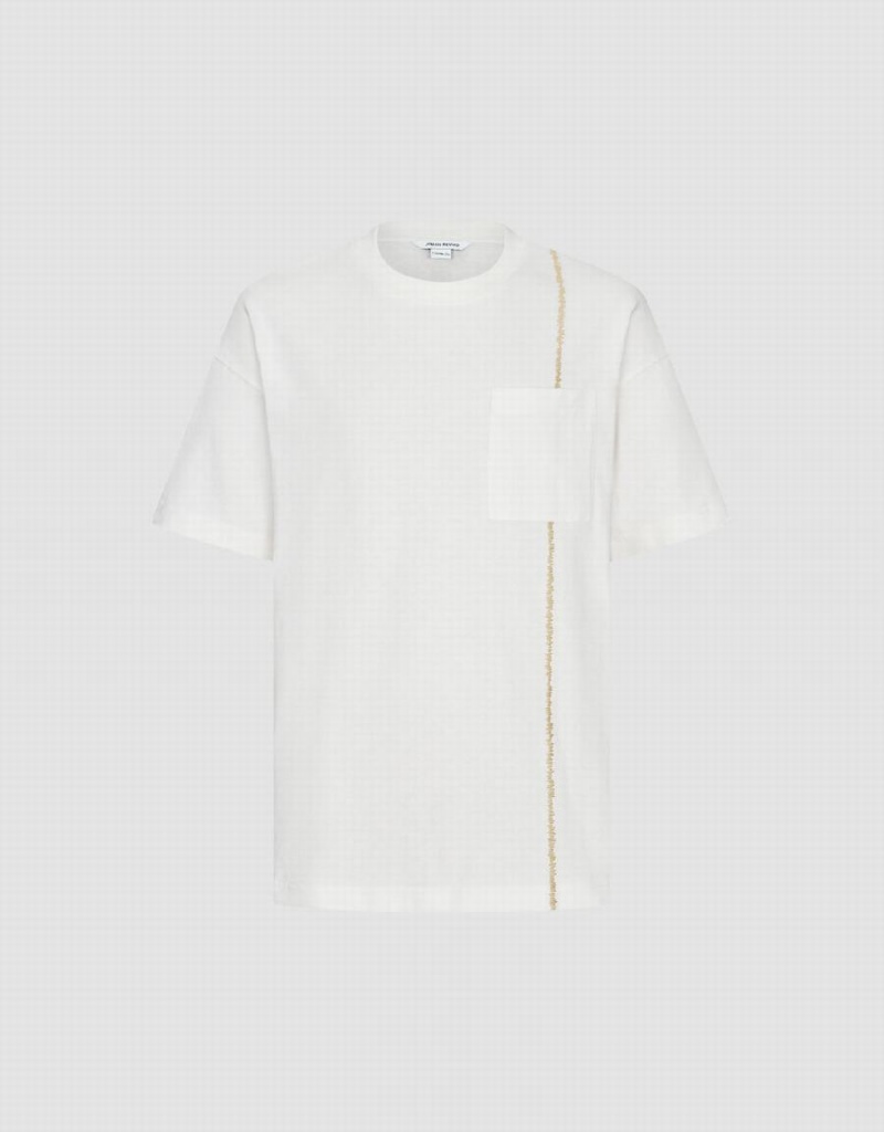 T Shirts Urban Revivo Pocket Patched Crew Neck Homme Blanche | SMQ9521FY