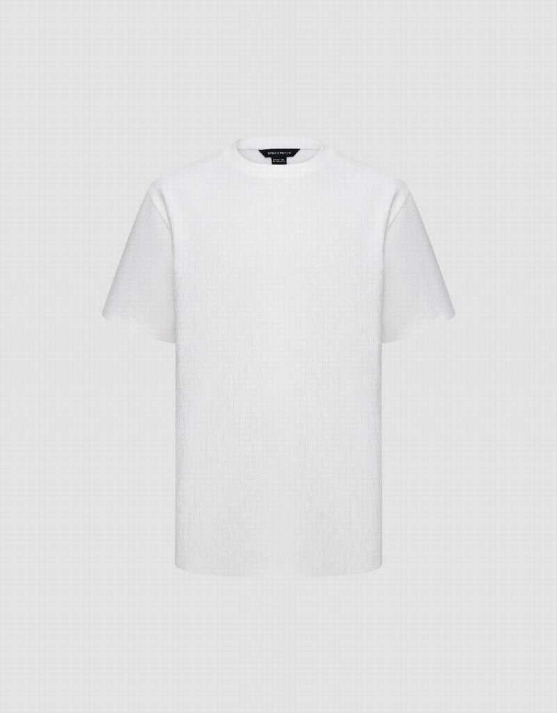 T Shirts Urban Revivo Textured Crew Neck Tricoté Homme Blanche | OGJ927NI