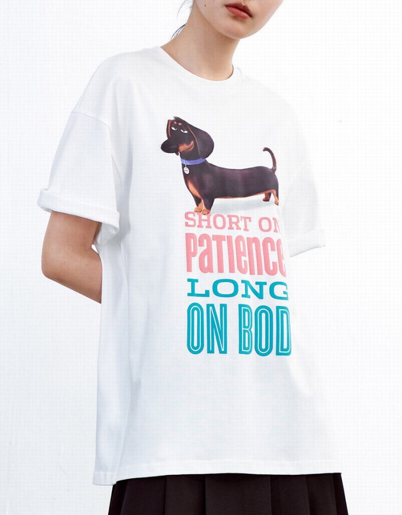 T Shirts Urban Revivo The Secret Life Of Pets Oversized Femme Blanche | IIG8956HJ