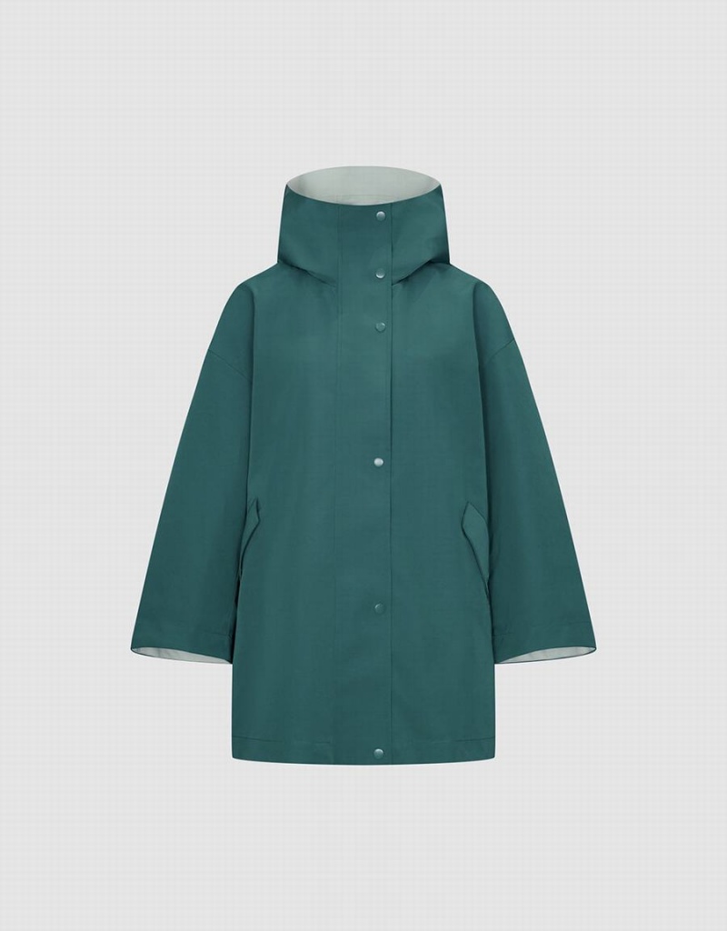 Trench Urban Revivo Encapuchonné Droit Femme Vert | PWW8912LV