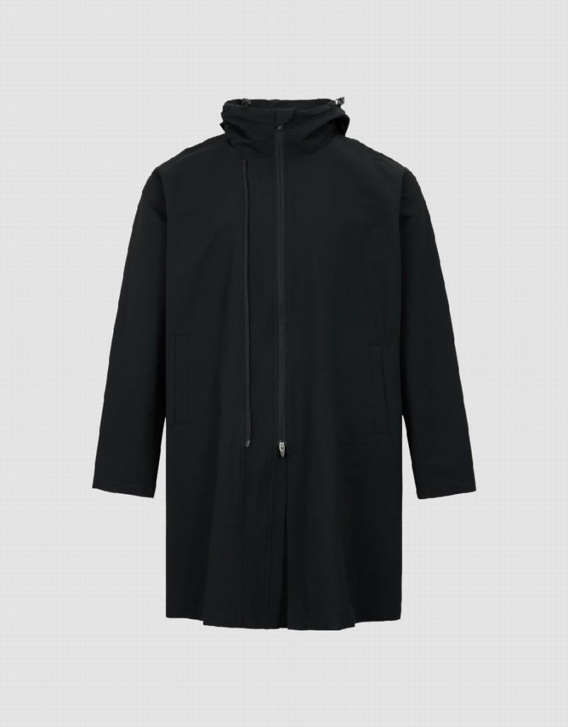 Trench Urban Revivo Encapuchonné Trench Homme Noir | EGY7735IG