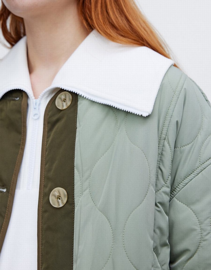 Veste Puffer Urban Revivo Combination Matelassé Femme Vert | DGT3412DJ