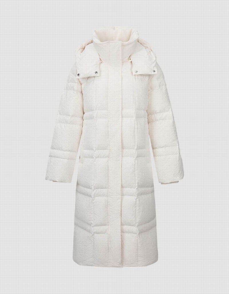 Veste Puffer Urban Revivo Droit Encapuchonné Femme Rose Blanche | OSE248DI