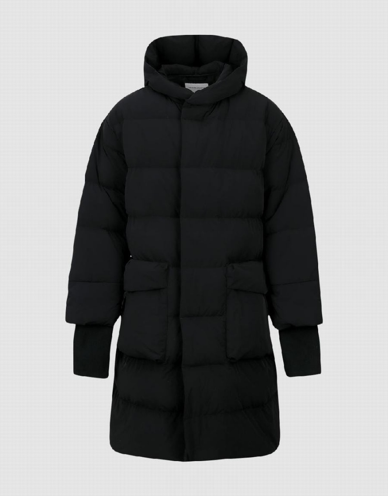 Veste Puffer Urban Revivo Encapuchonné Homme Noir | BYY5377OZ