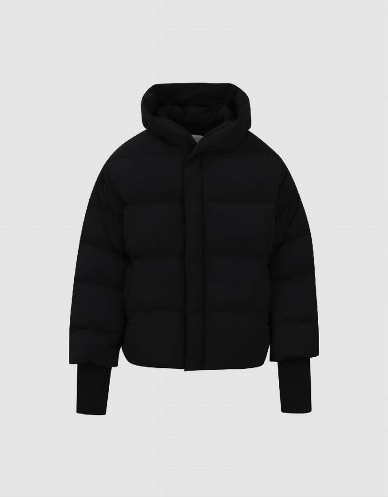 Veste Puffer Urban Revivo Encapuchonné Loose Homme Noir | RMC5792KY