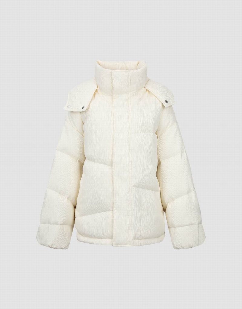 Veste Puffer Urban Revivo Stand Collar Femme Blanche | EEC1029MV