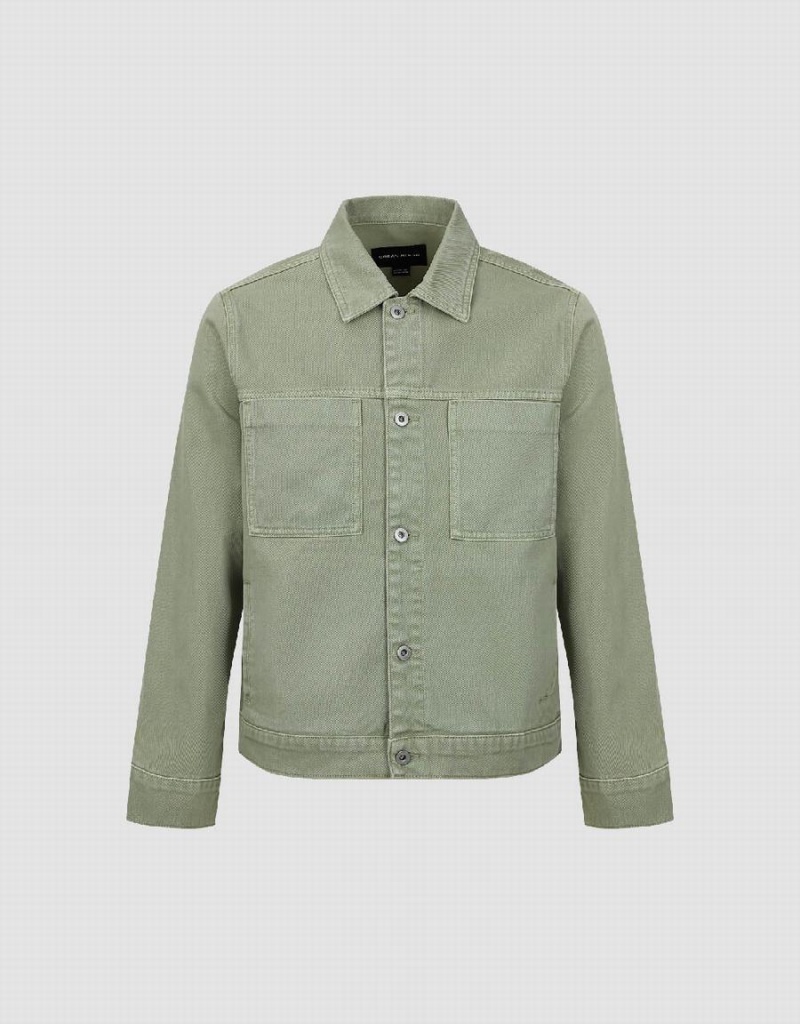 Vestes En Jean Urban Revivo Button Up Homme Vert | BEA9792QD