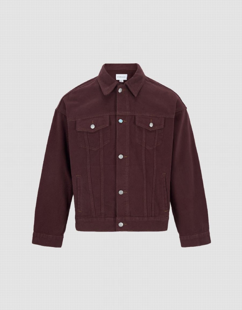 Vestes En Jean Urban Revivo Button Up Homme Rouge | PYE4145UN