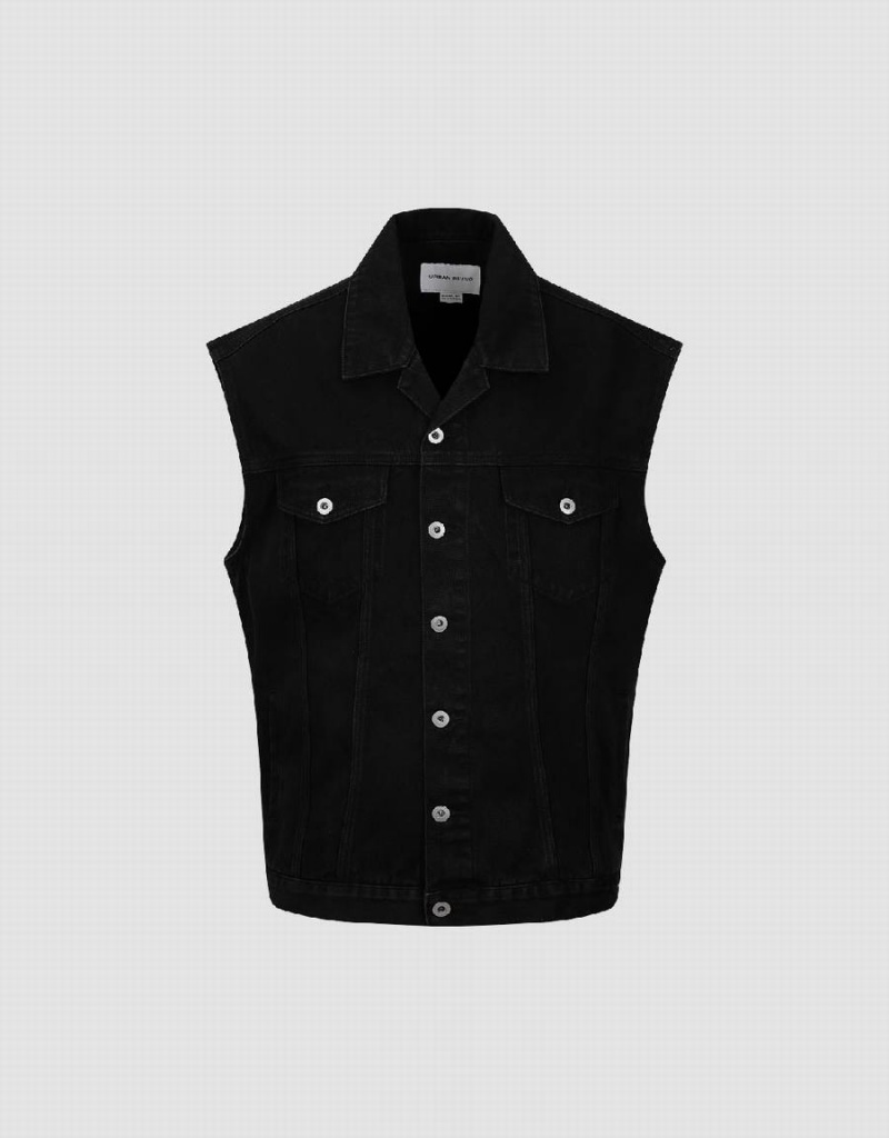 Vestes En Jean Urban Revivo Denim Waistcoat Homme Noir | VMI4495AU