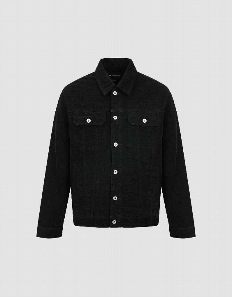 Vestes En Jean Urban Revivo Textured Button Up Homme Noir | GCH6640YU